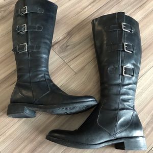 Ecco tall black women’s boots, size 38, leather flats